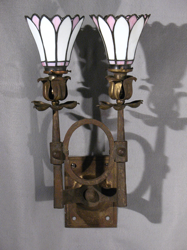 Large Pair of Super Art Nouveau Wrought Iron Sconces